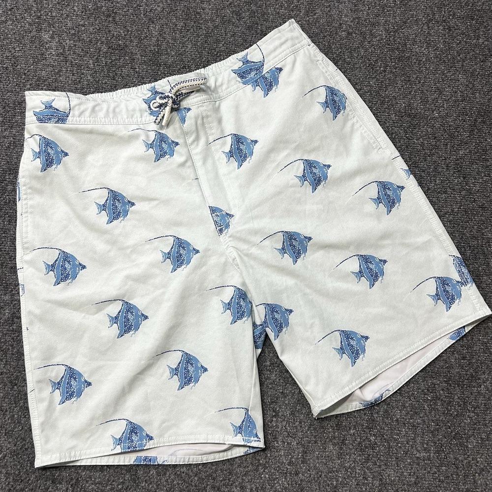 Johnnie-O Swim Trunks Men's Size Medium Angelfish Elastic Waist 8" Inseam